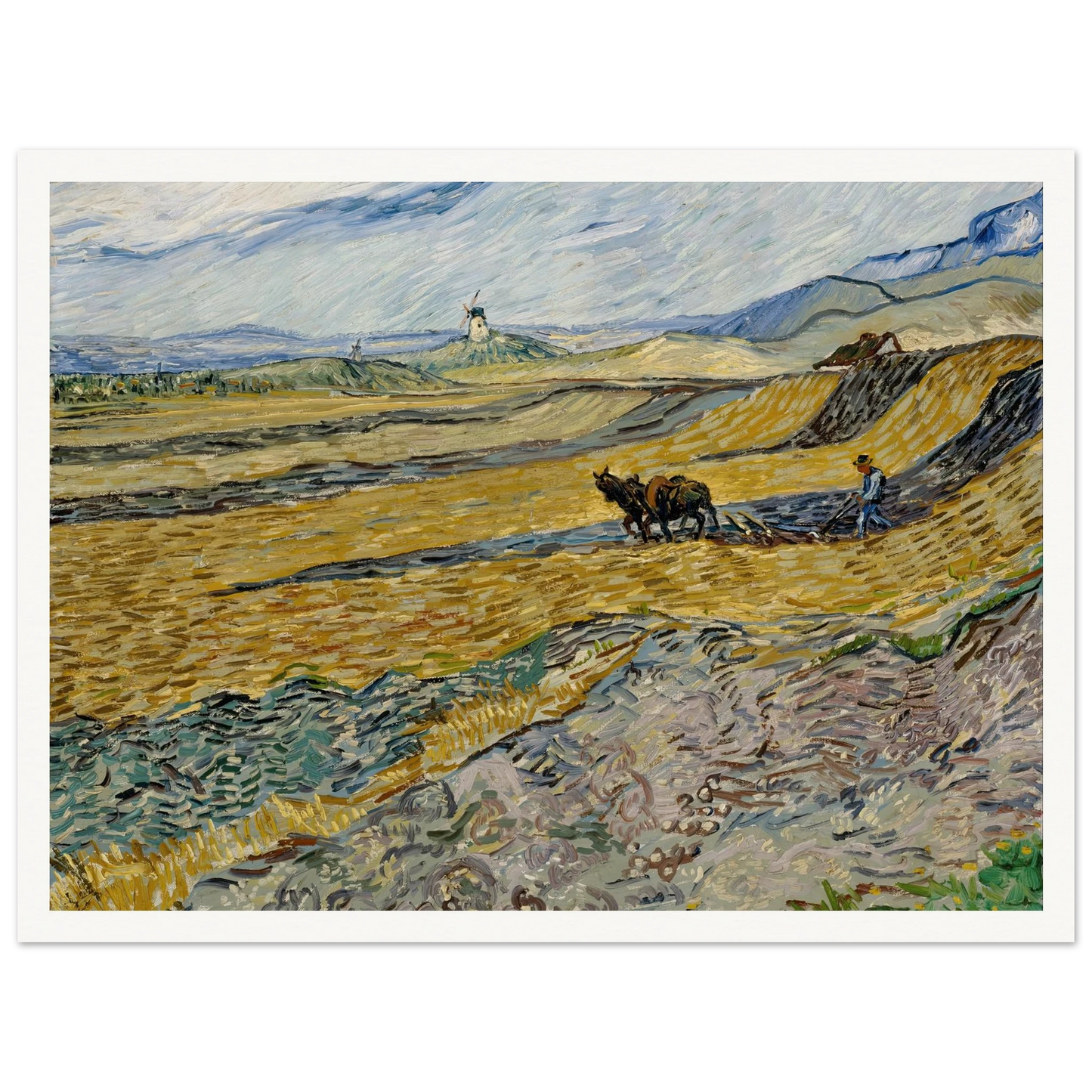 Enclosed Field with Ploughman (1889) Art Print | Vincent van Gogh-Quipham Collections