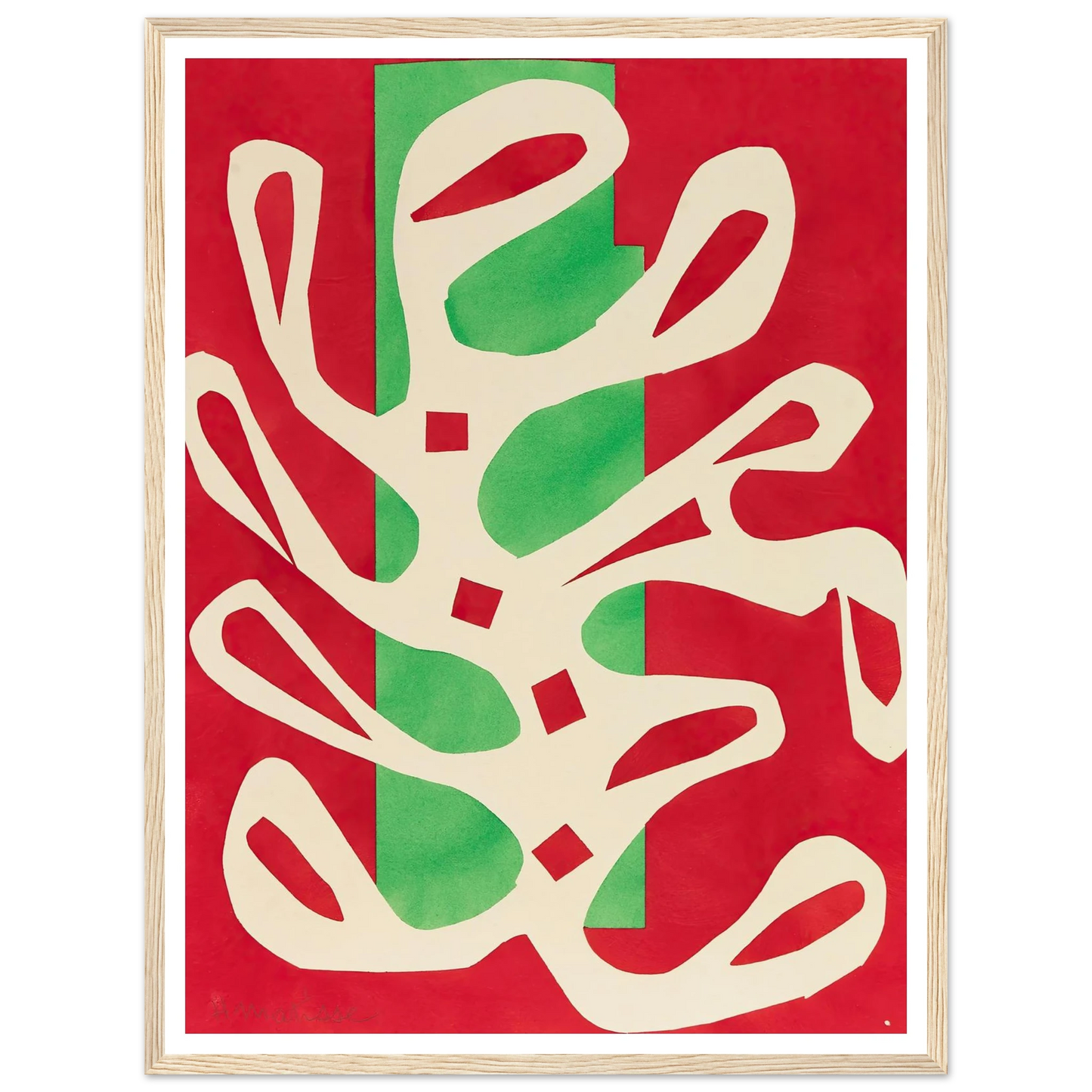 Algue blanche sur fond rouge et vert (1947) Art Print | Henri Matisse-Quipham Collections