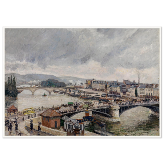 Blick auf die Grosse Brücke zu Rouen bei Regenstimmung (1896) Art Print | Camille Pissarro-Quipham Collections