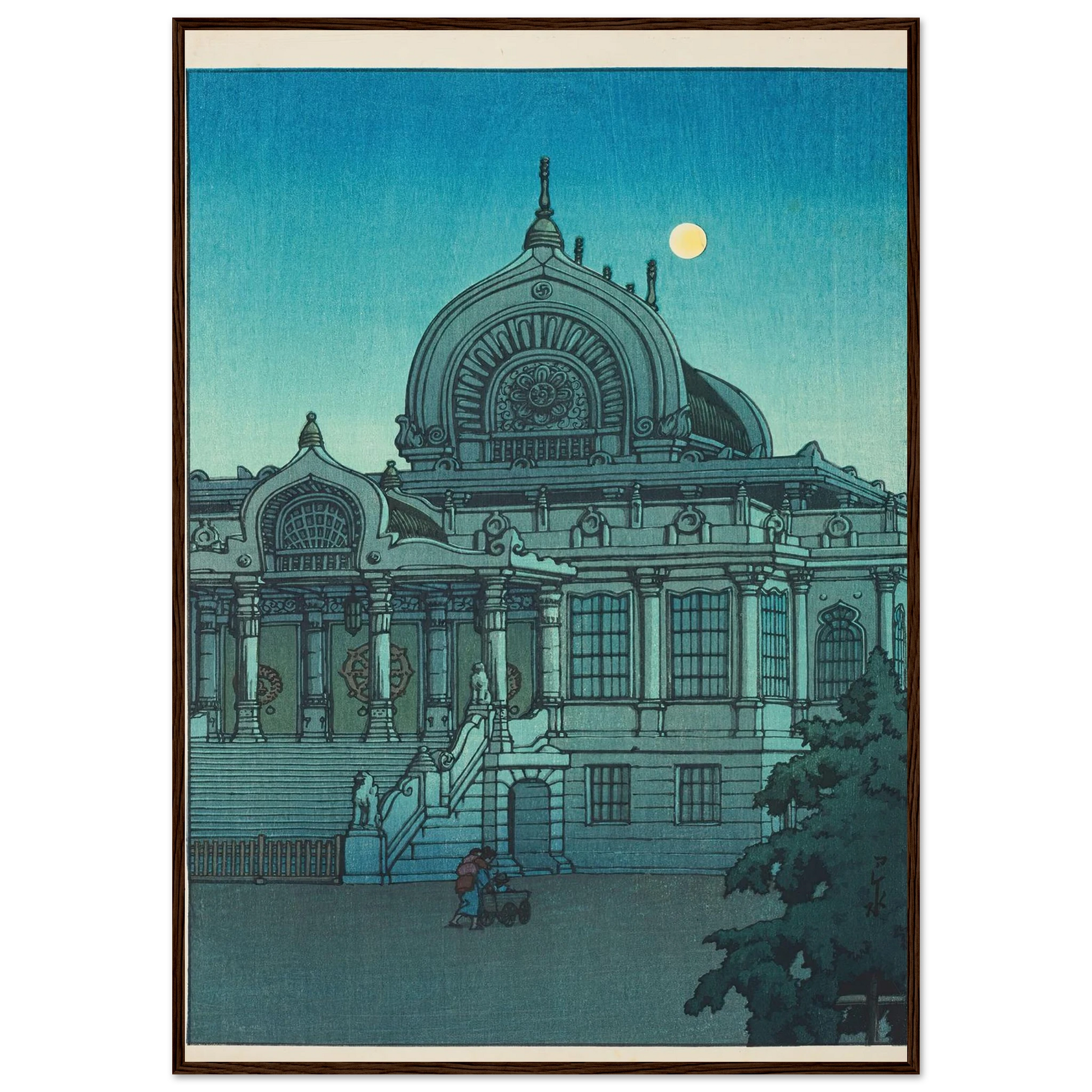Tsukiji Honganji no yuzuki (Evening moon at Honganji Temple in Tsukiji) (1936) Art Print | Kawase Hasui-Quipham Collections