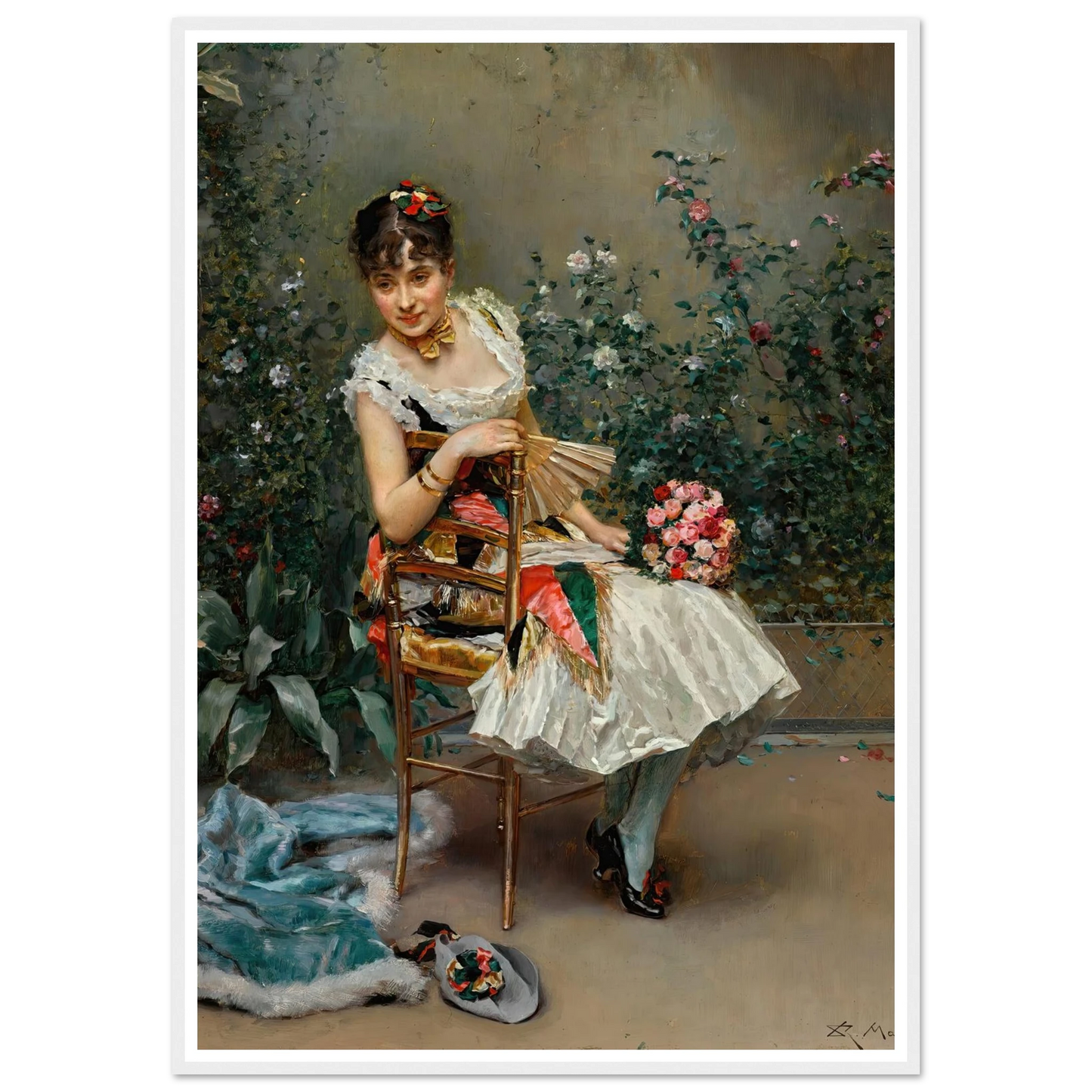 Aline with flowers Art Print | Raimundo de Madrazo y Garreta-Quipham Collections
