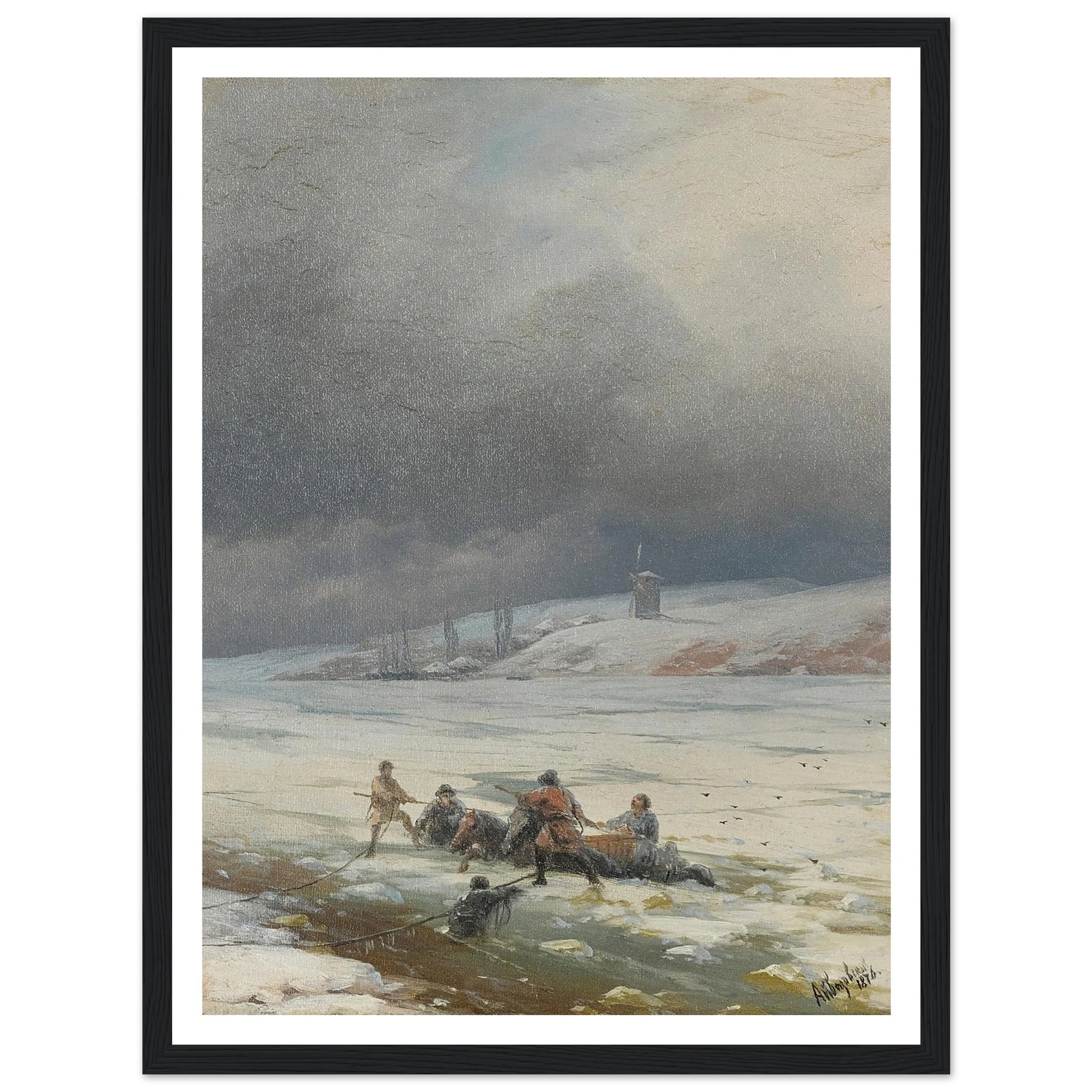 Hauling a Horse and Cart out of the Ice (1876) Art Print | Ivan Konstantinovich Aivazovsky-Quipham Collections