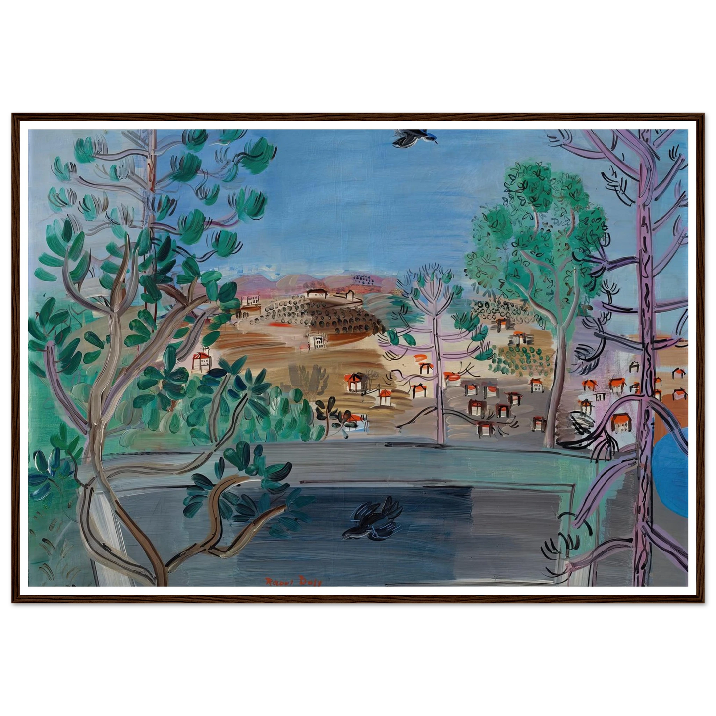 Le réservoir à Golfe-Juan, à l’oiseau (1927) Art Print | Raoul Dufy-Quipham Collections