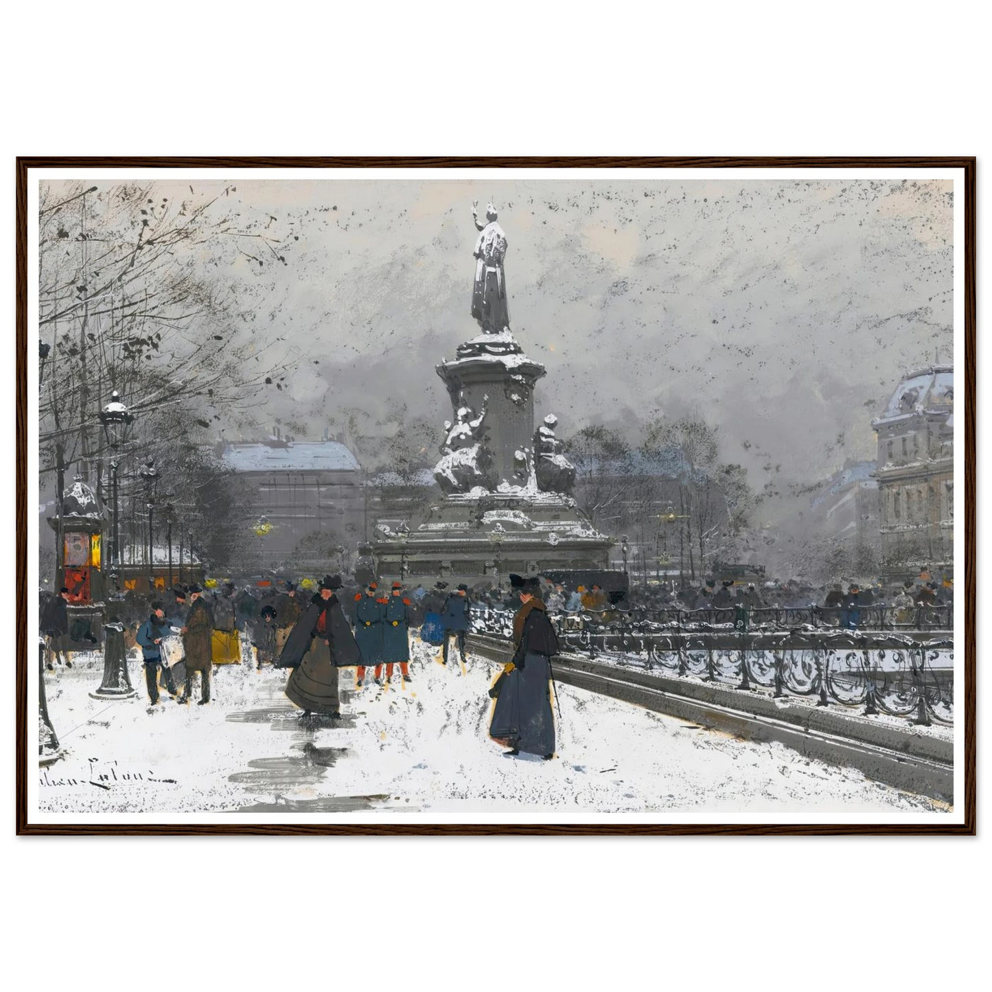 La Place De La République (Neige) Art Print | Eugene Galien Laloue-Quipham Collections