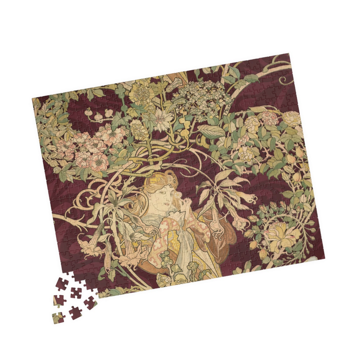 Woman with Daisy Puzzle | Alphonse Mucha-Quipham Collections