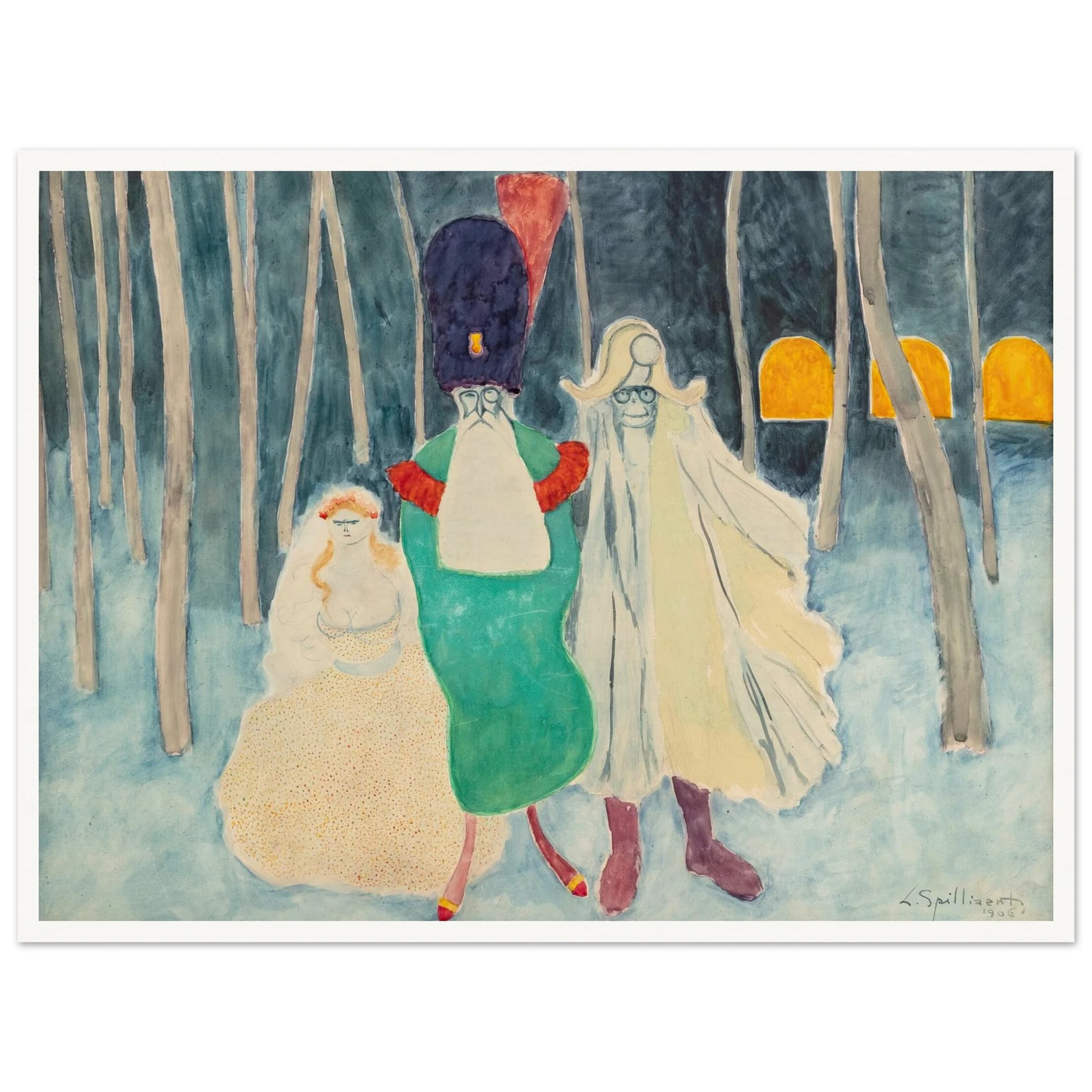 Mascarade. Léopold II, Napoléon et la bouquetière (1906) Art Print | Leon Spilliaert-Quipham Collections