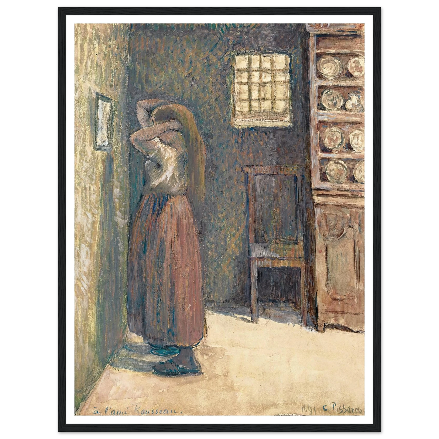 Jeune Paysanne Se Coiffant (1891) Art Print | Camille Pissarro-Quipham Collections