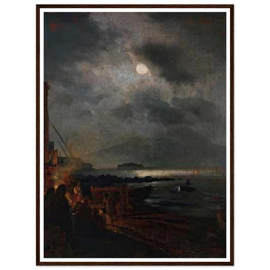 Fischer in der Bucht von Neapel bei Mondschein (1885) Art Print | Oswald Achenbach-Quipham Collections