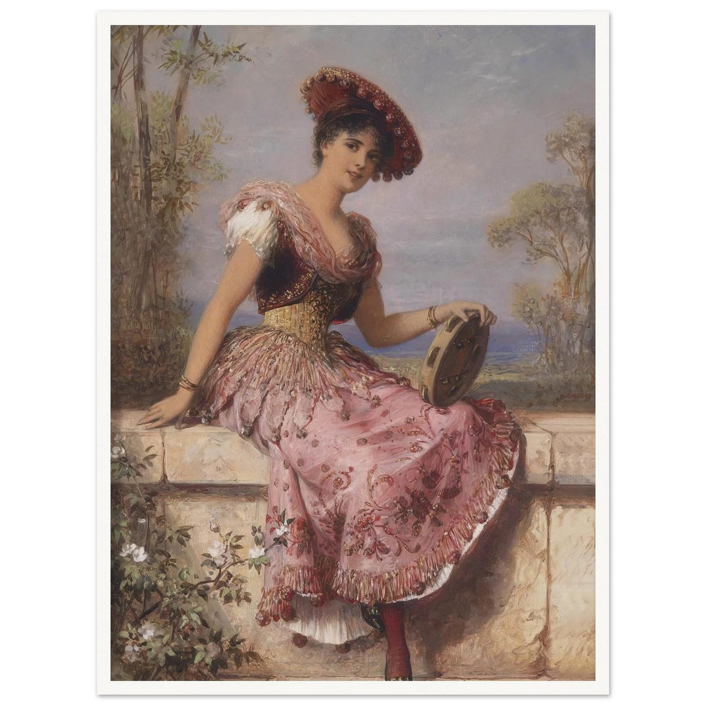 Young tambourine player Art Print | Carl Schweninger Jr-Quipham Collections