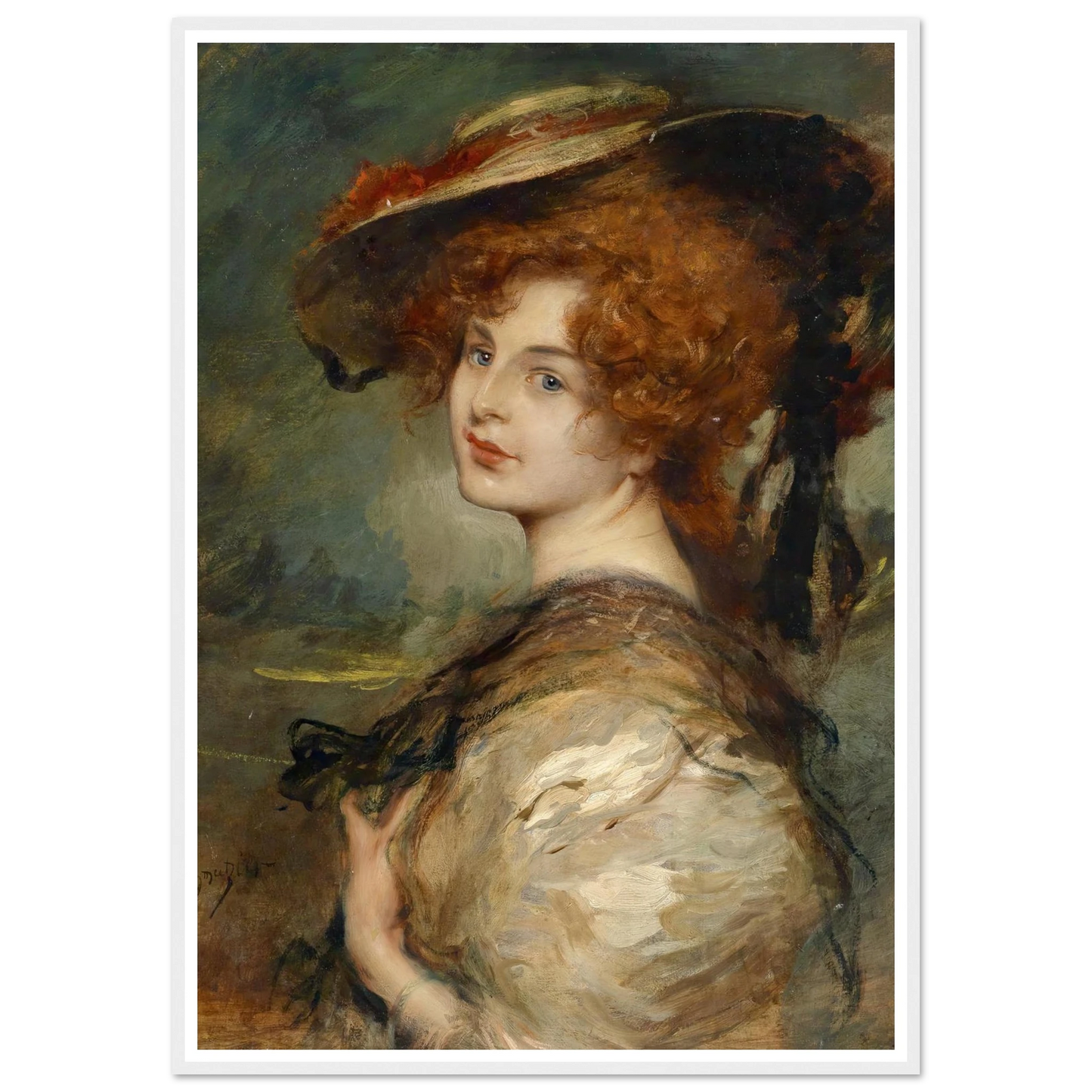Bildnis einer Dame mit rotem Haar und Hut Art Print | Leopold Schmutzler-Quipham Collections