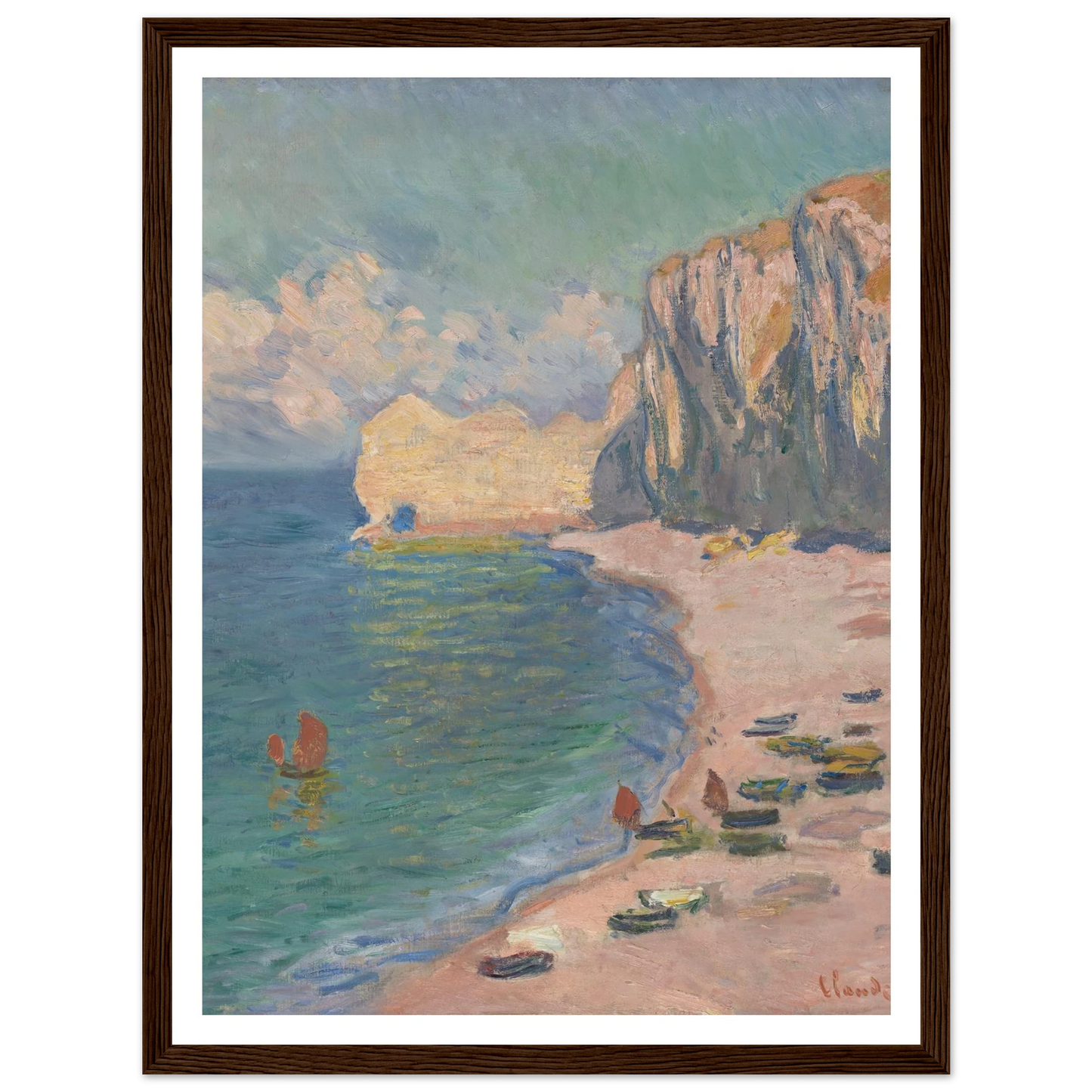 Étretat, The Beach and the Falaise d’Amont (1885) Art Print | Claude Monet-Quipham Collections
