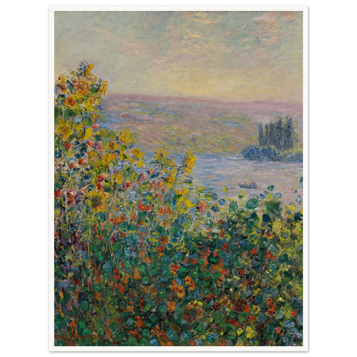 Flower Beds at Vétheuil (1881) Art Print | Claude Monet-Quipham Collections