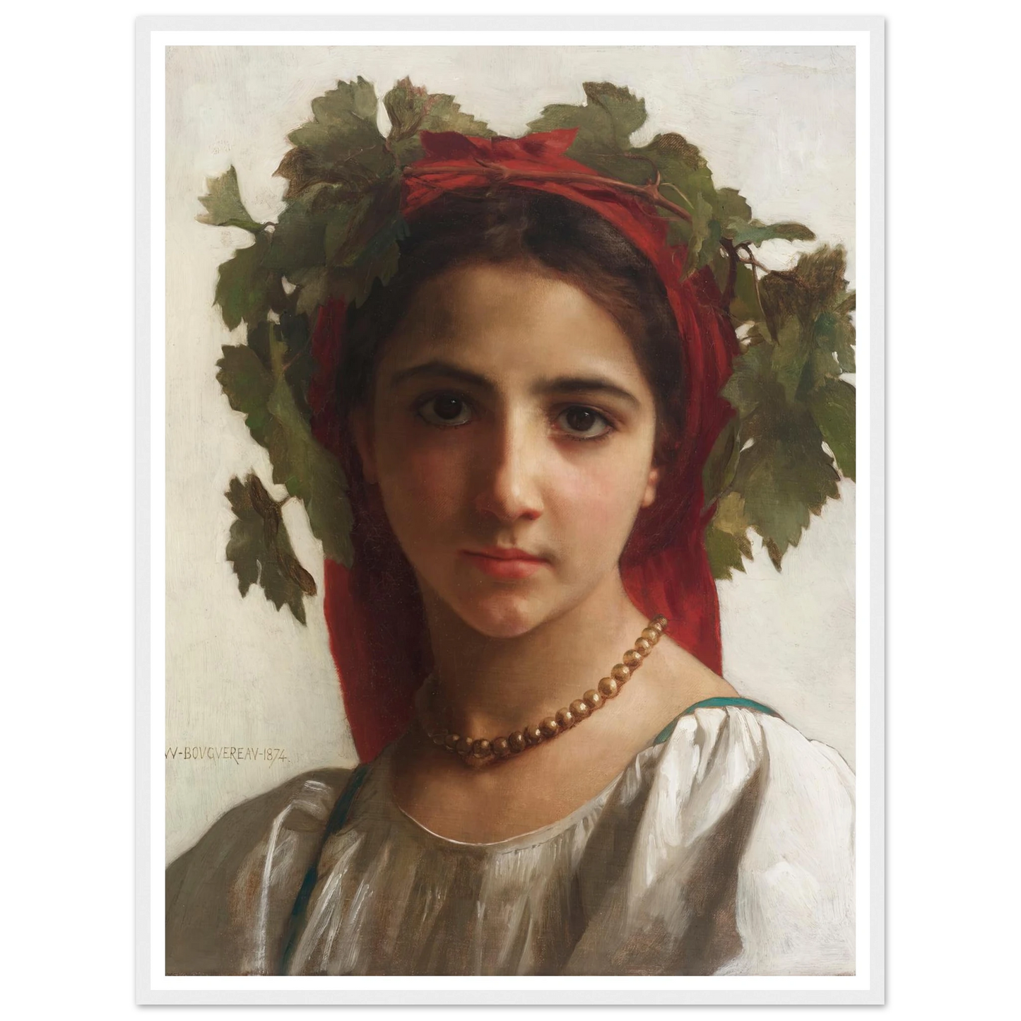 Jeune fille couronnée de pampres (1874) Art Print | William Bouguereau-Quipham Collections