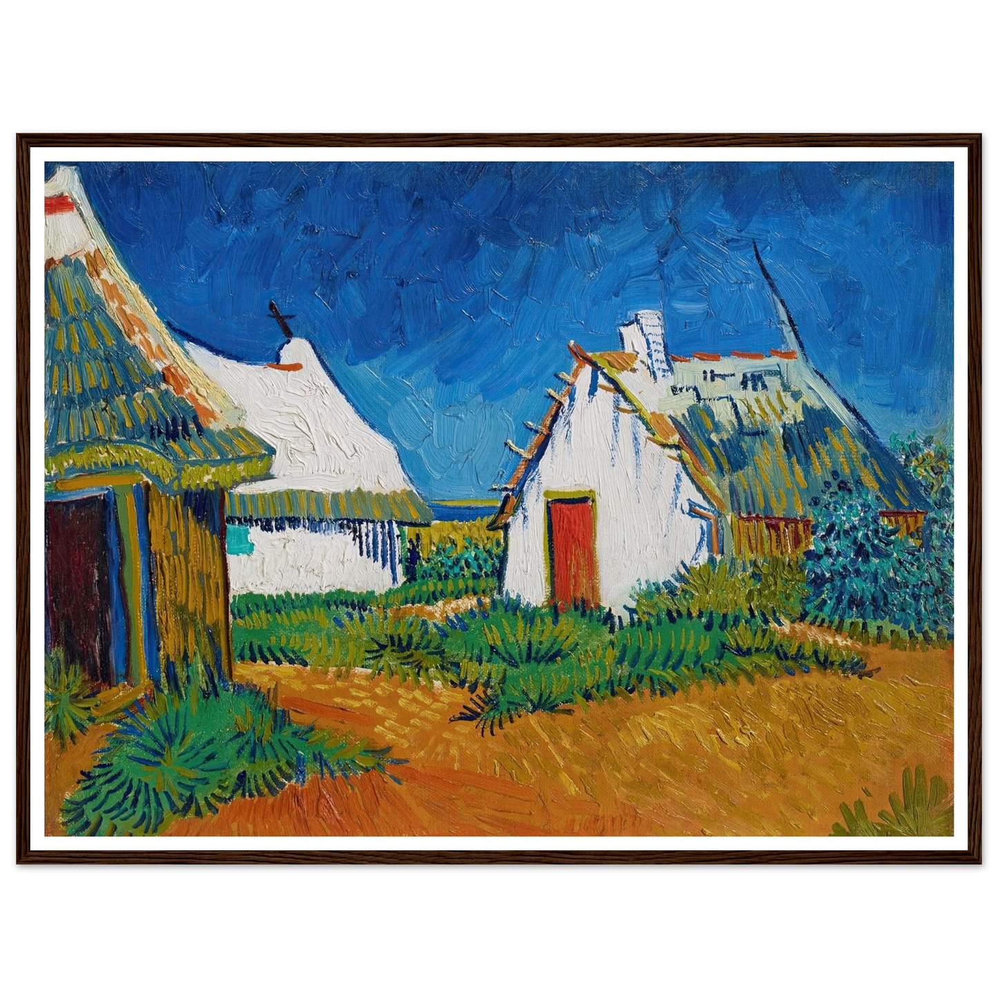 Three white cottages in Saintes-Maries (1888) Art Print | Vincent van Gogh-Quipham Collections