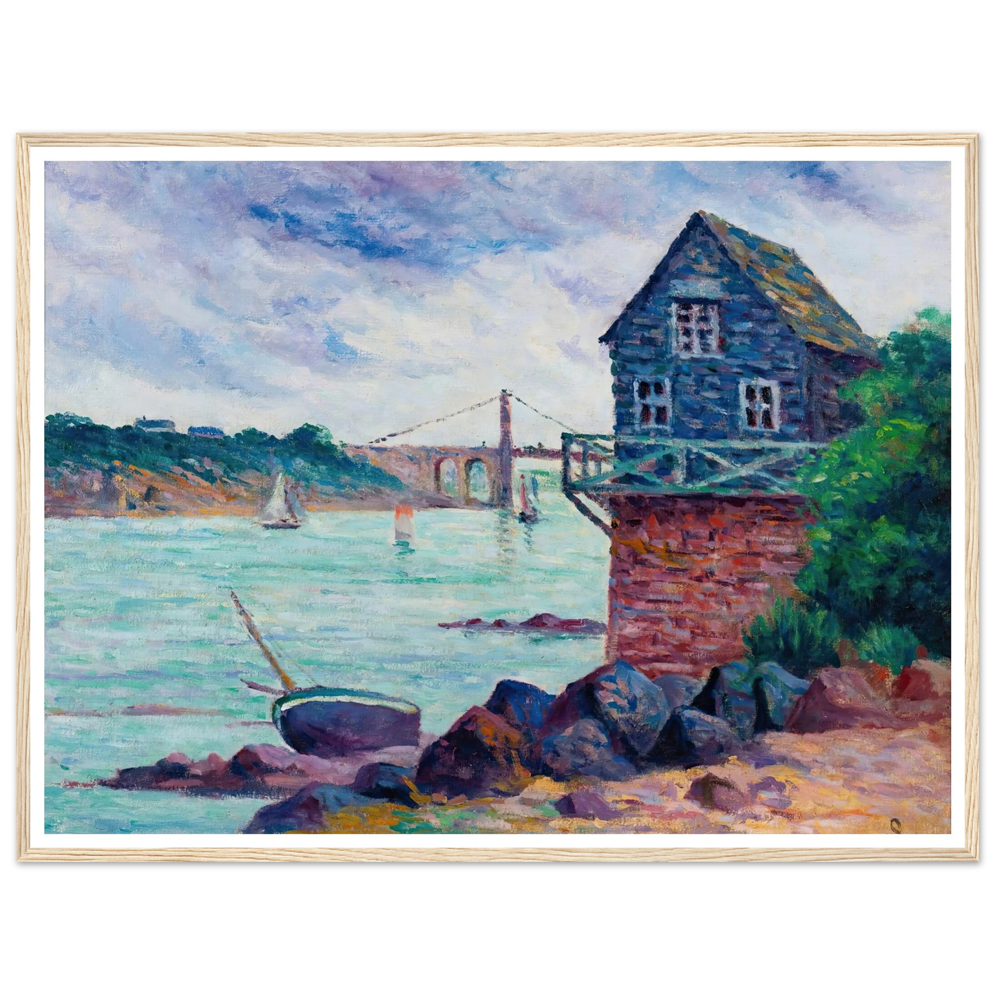 Lézardrieux, Le Pont Suspendu Art Print | Maximilien Luce-Quipham Collections