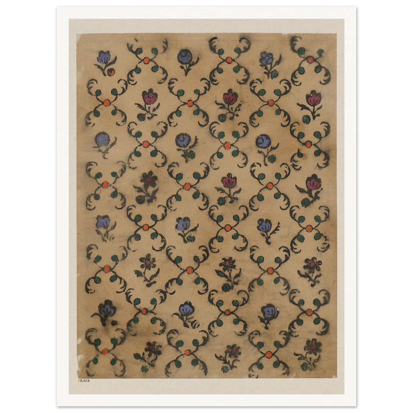 Handkolorierter Holzschnitt (Rautendekor) (1900 - 1913) Art Print | Maria von Uchatius-Quipham Collections