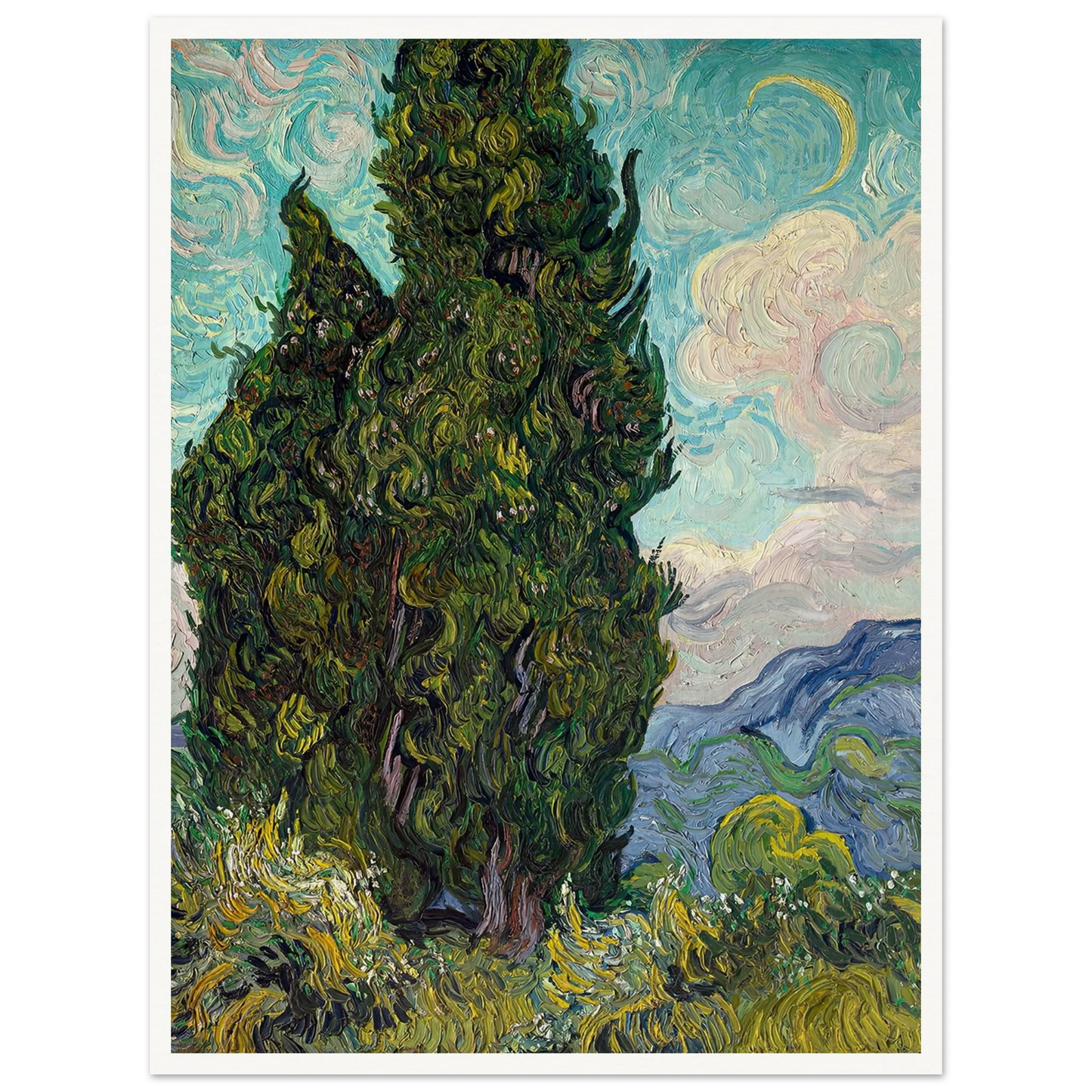 Cypresses (1889) Art Print | Vincent van Gogh-Quipham Collections