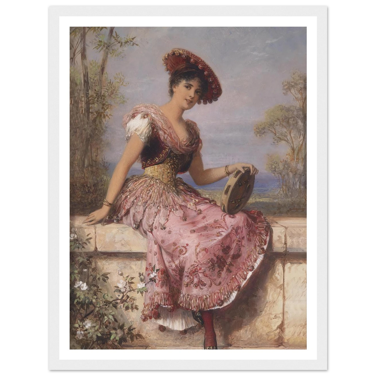 Young tambourine player Art Print | Carl Schweninger Jr-Quipham Collections