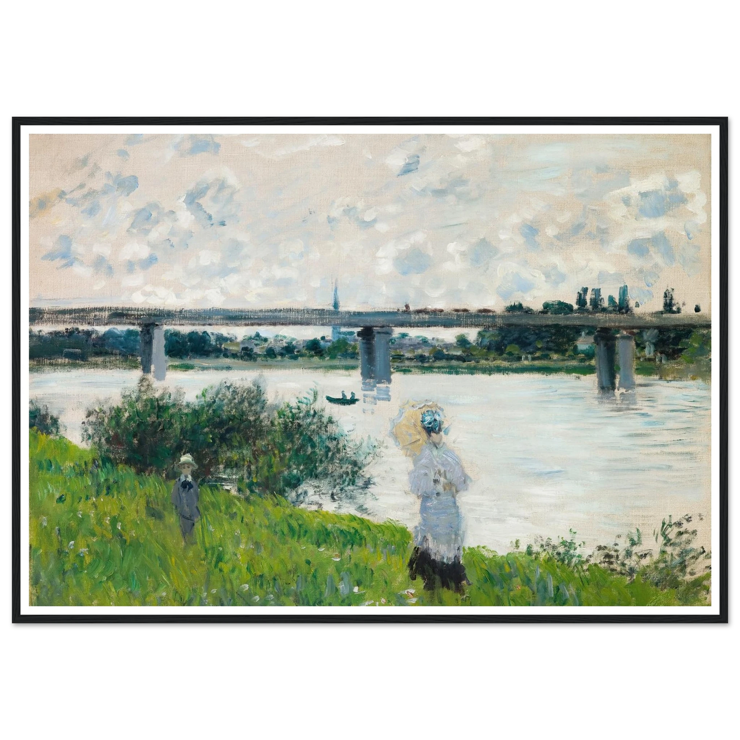 The Promenade with the Railroad Bridge, Argenteuil (1874) Art Print | Claude Monet-Quipham Collections