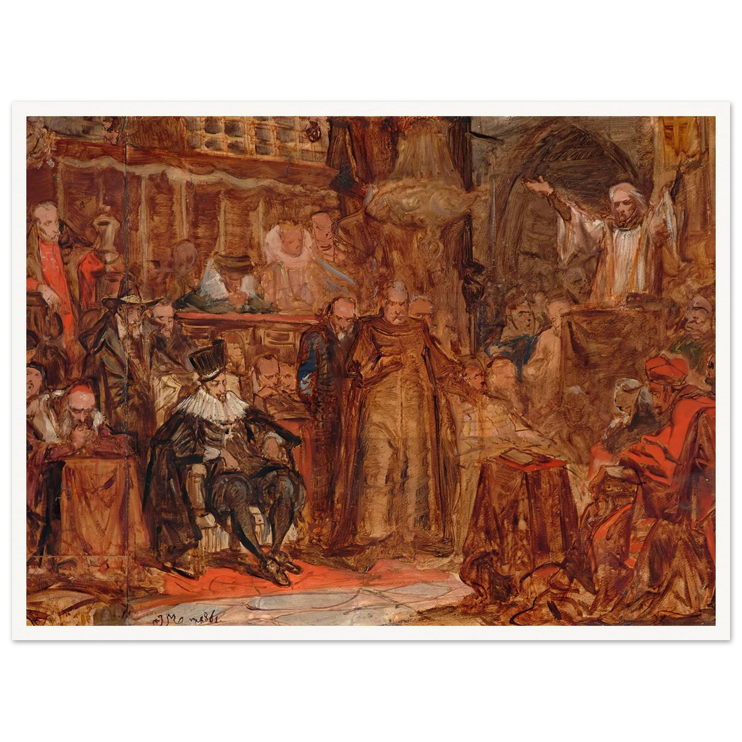 Sketch for “Skarga’s Sermon” (1861) Art Print | Jan Matejko-Quipham Collections