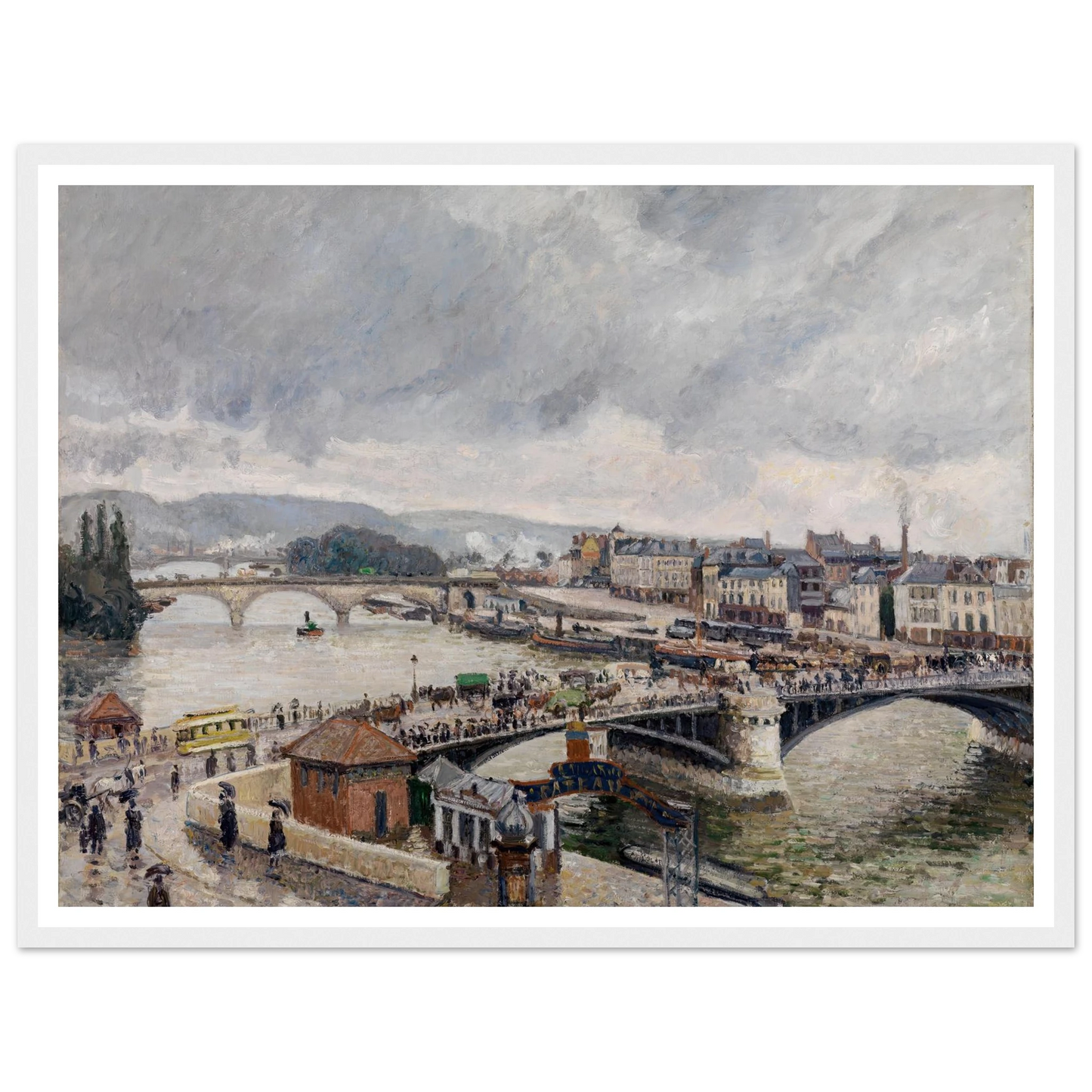 Blick auf die Grosse Brücke zu Rouen bei Regenstimmung (1896) Art Print | Camille Pissarro-Quipham Collections