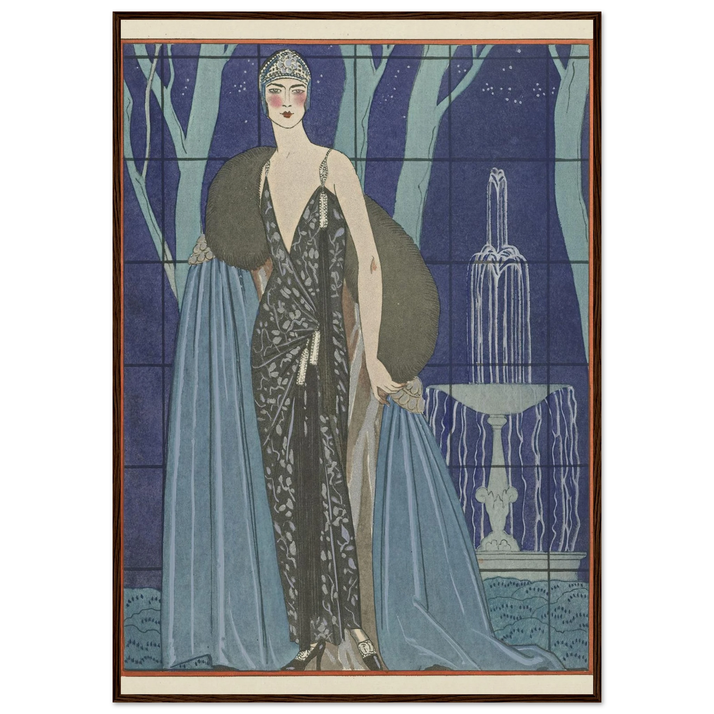 Alcyone ; Robe et manteau du soir, de Worth (1923) Art Print | George Barbier-Quipham Collections