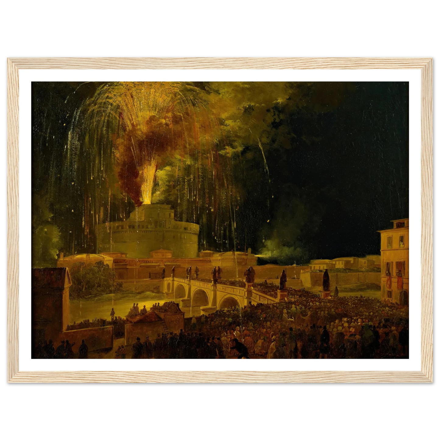 La Girandola Fireworks From Castel Sant’angelo In Rome (1830s) Art Print | Ippolito Caffi-Quipham Collections