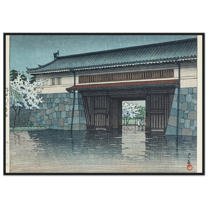 Sakuradamon no harusame (Spring rain at Sakurada Gate) (1952) Art Print | Kawase Hasui-Quipham Collections