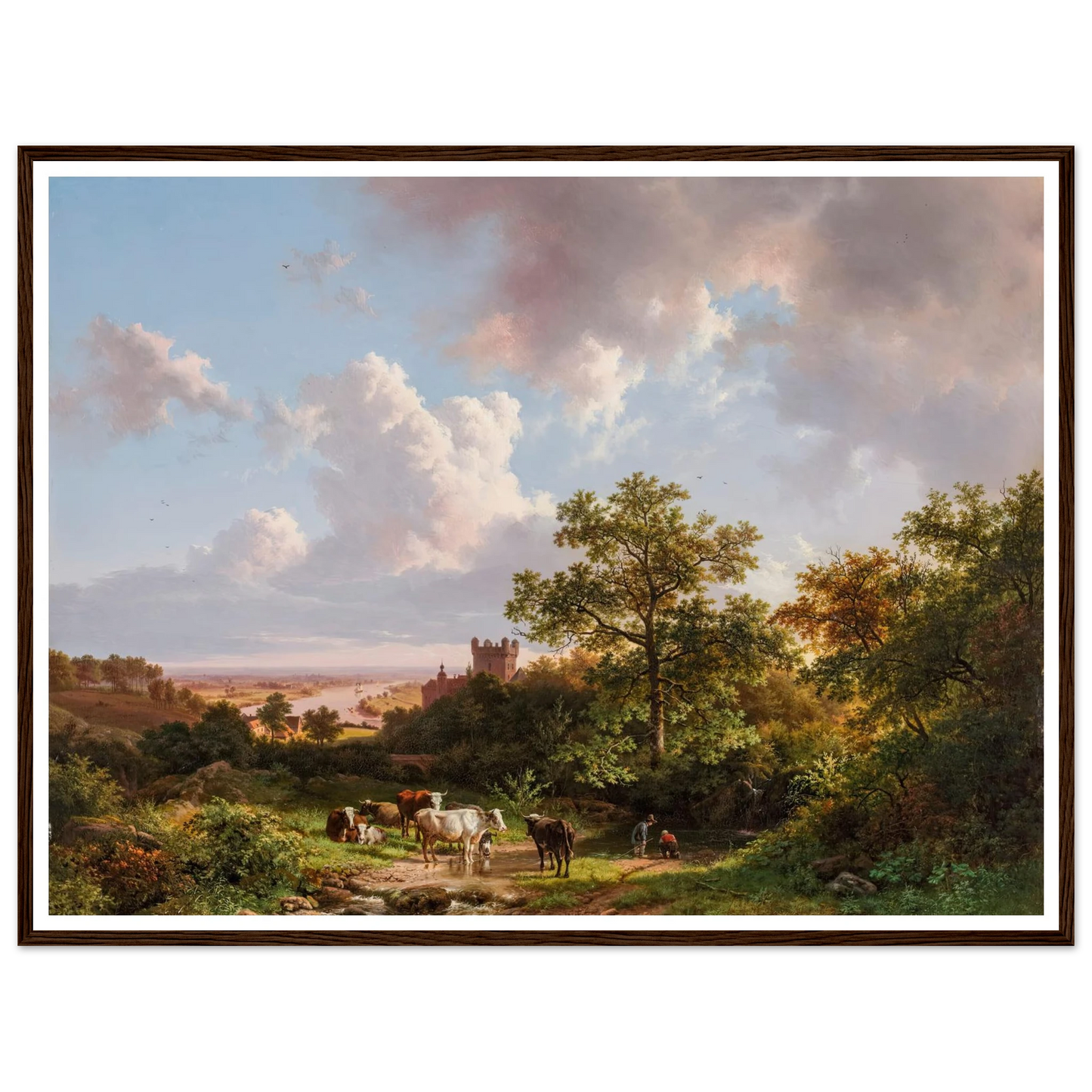 A panoramic landscape with a view on the Middle-Rhine with a castle (1841) Art Print | Barend Cornelis Koekkoek-Quipham Collections