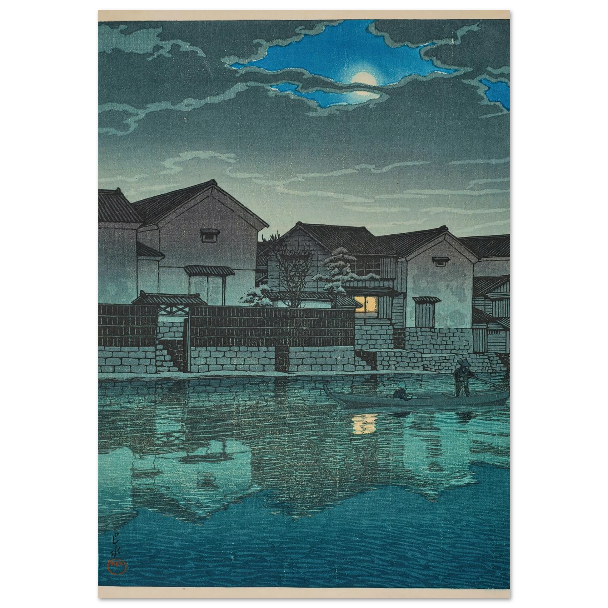 Izumo Matsue, oborozuki (Hazy moon at Matsue in Izumo) (1924) Art Print | Kawase Hasui-Quipham Collections