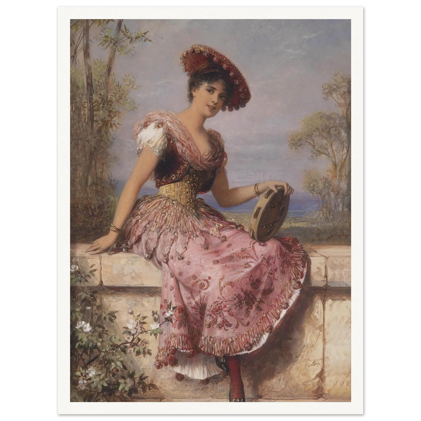 Young tambourine player Art Print | Carl Schweninger Jr-Quipham Collections