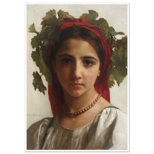 Jeune fille couronnée de pampres (1874) Art Print | William Bouguereau-Quipham Collections