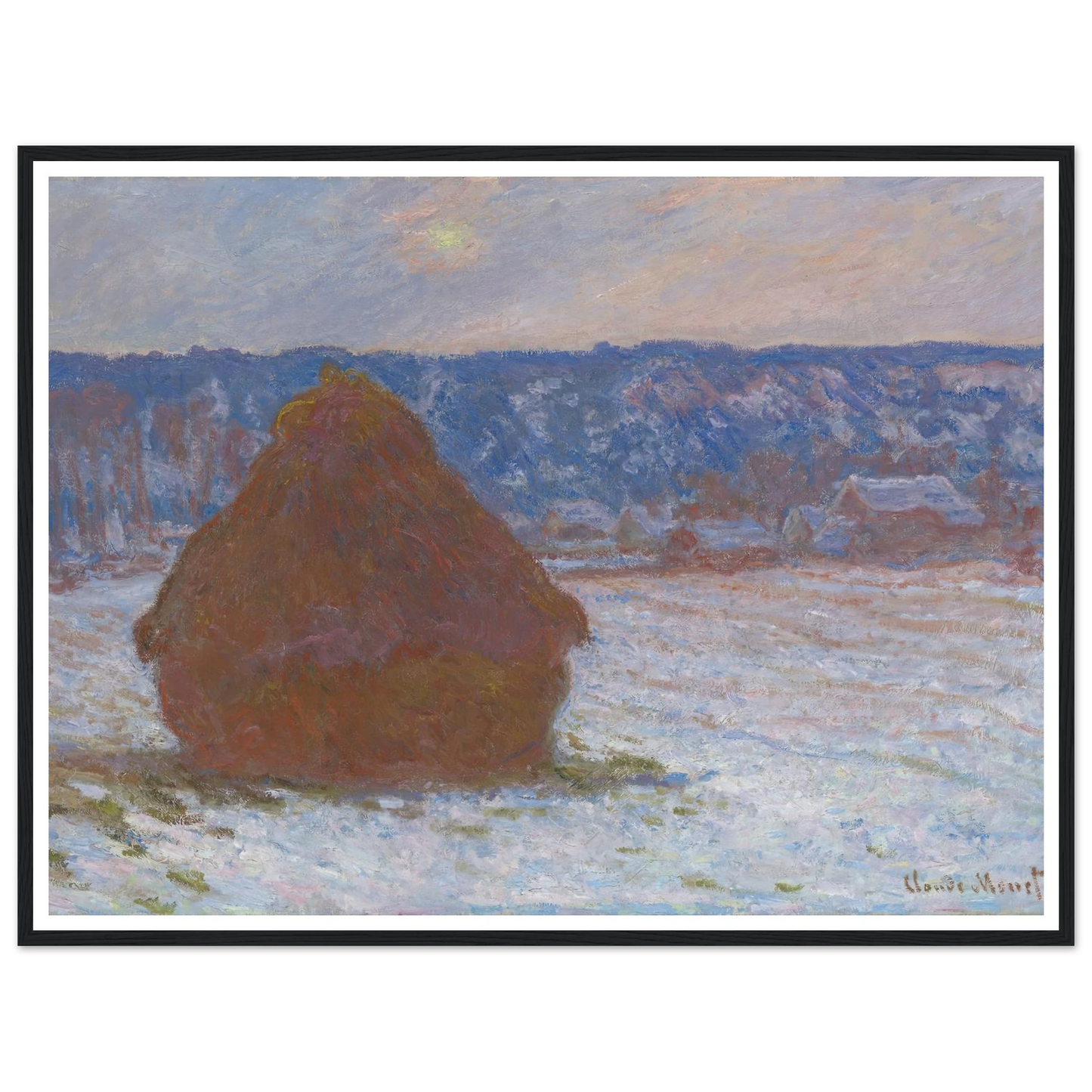 Stack of Wheat (Snow Effect, Overcast Day) (1890-91) Art Print | Claude Monet-Quipham Collections
