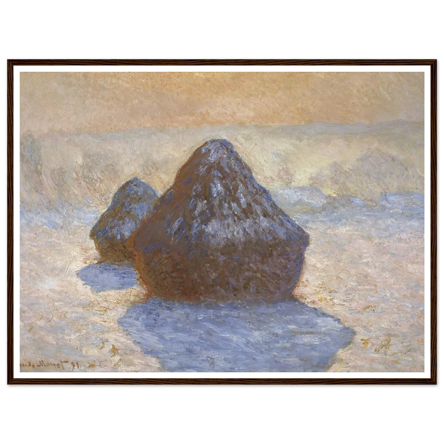 Haystacks- Snow Effect (1891) Art Print | Claude Monet-Quipham Collections
