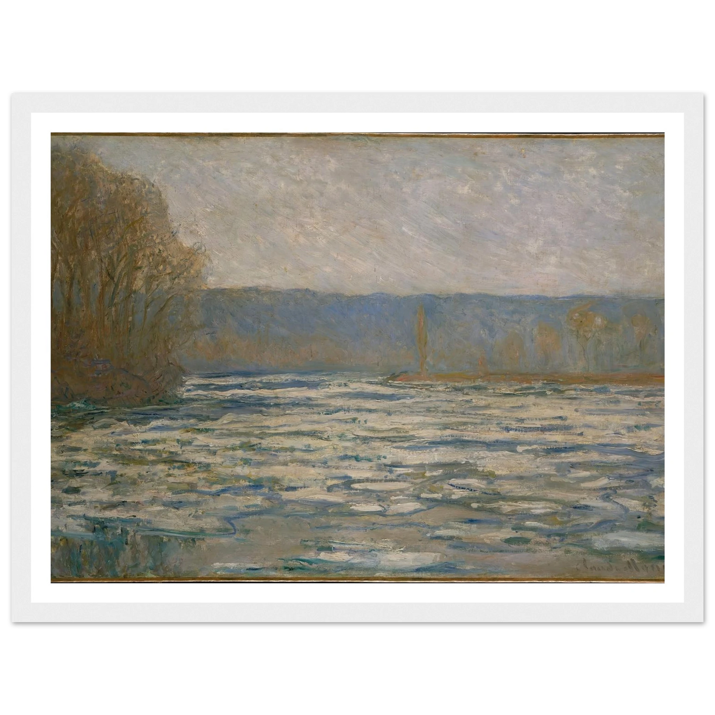 Ice breaking up on the Seine near Bennecourt (1893) Art Print | Claude Monet-Quipham Collections