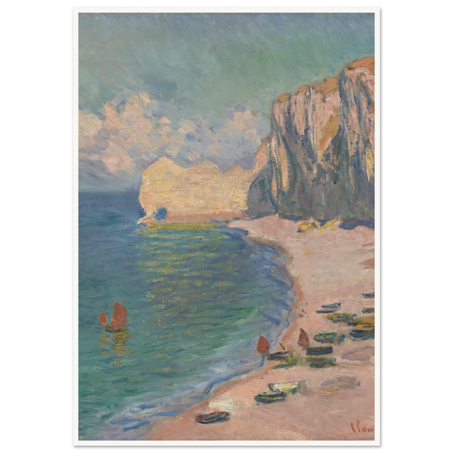 Étretat, The Beach and the Falaise d’Amont (1885) Art Print | Claude Monet-Quipham Collections