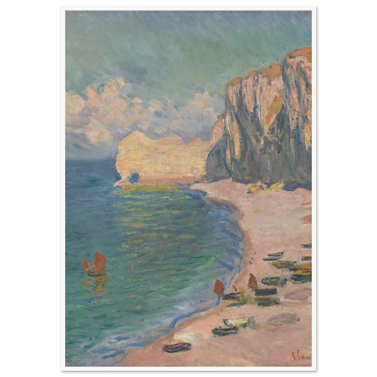 Étretat, The Beach and the Falaise d’Amont (1885) Art Print | Claude Monet-Quipham Collections