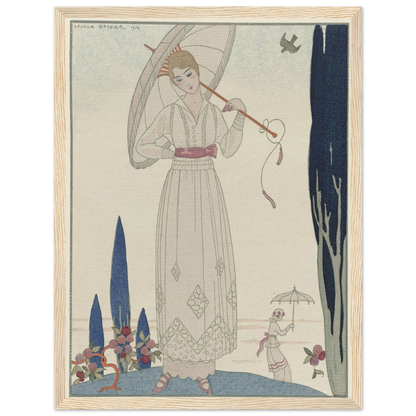 Le cyprès et la rose ; Robe d’été de Doeuillet (1914) Art Print | George Barbier-Quipham Collections