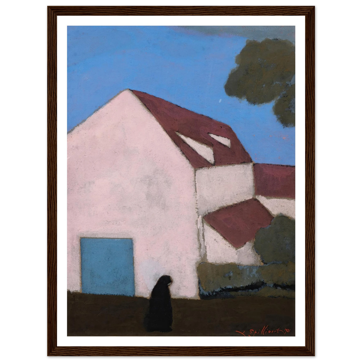Ferme à la façade rose, silhouette de femme (1921) Art Print | Leon Spilliaert-Quipham Collections