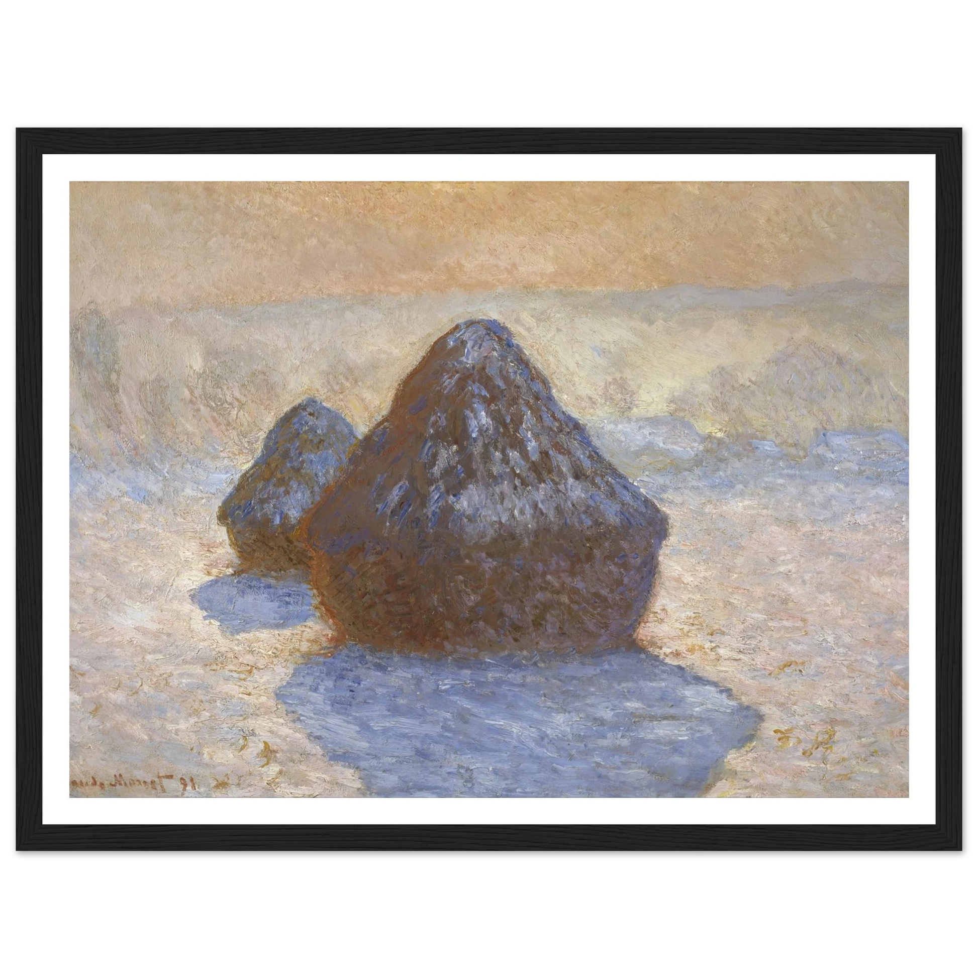 Haystacks- Snow Effect (1891) Art Print | Claude Monet-Quipham Collections