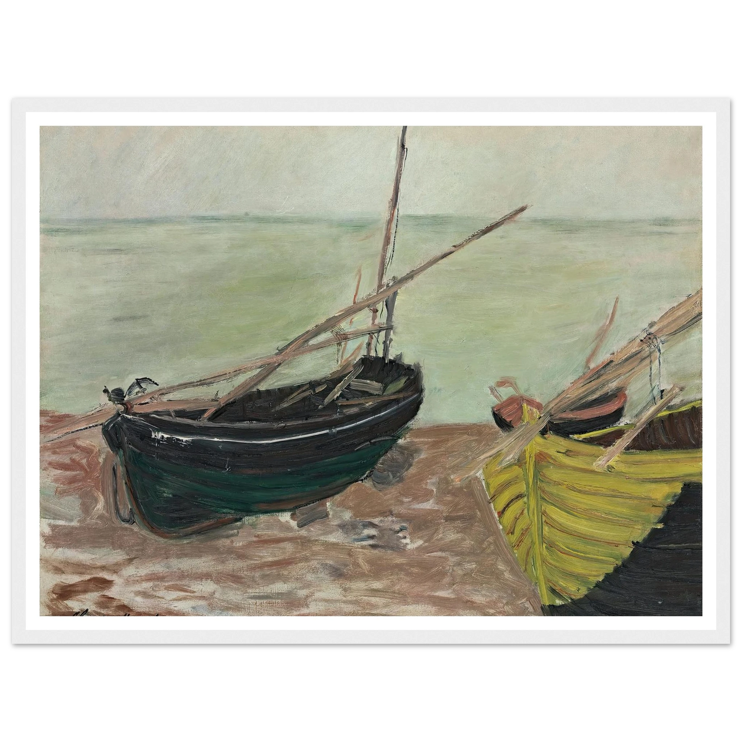 Étude de bateaux sur la plage d’Étretat (1885) Art Print | Claude Monet-Quipham Collections