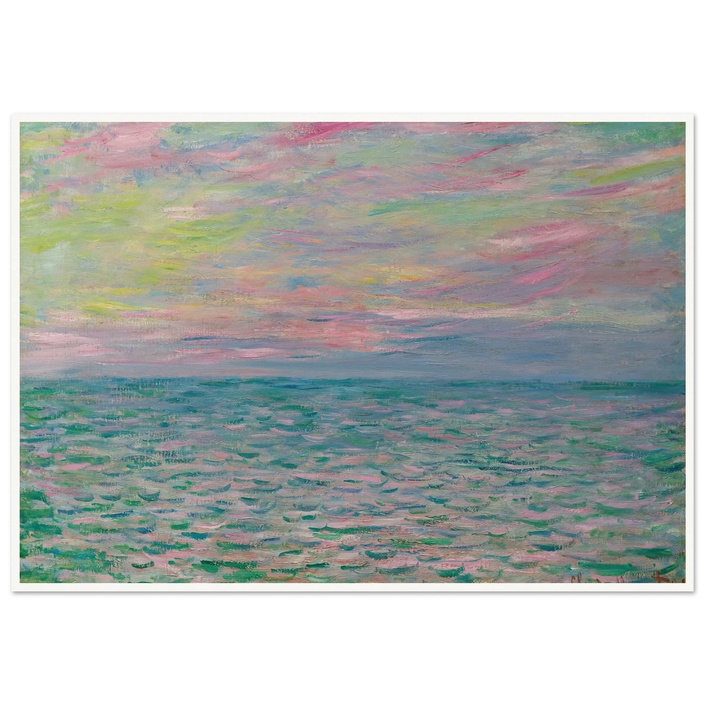 Coucher De Soleil À Pourville, Pleine Mer (1882) Art Print | Claude Monet-Quipham Collections