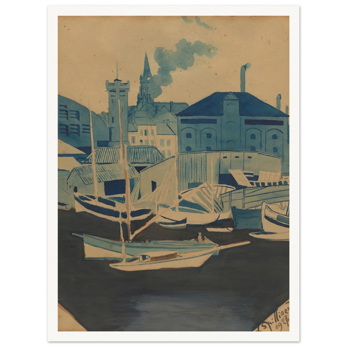 Havenzicht (1927) Art Print | Leon Spilliaert-Quipham Collections