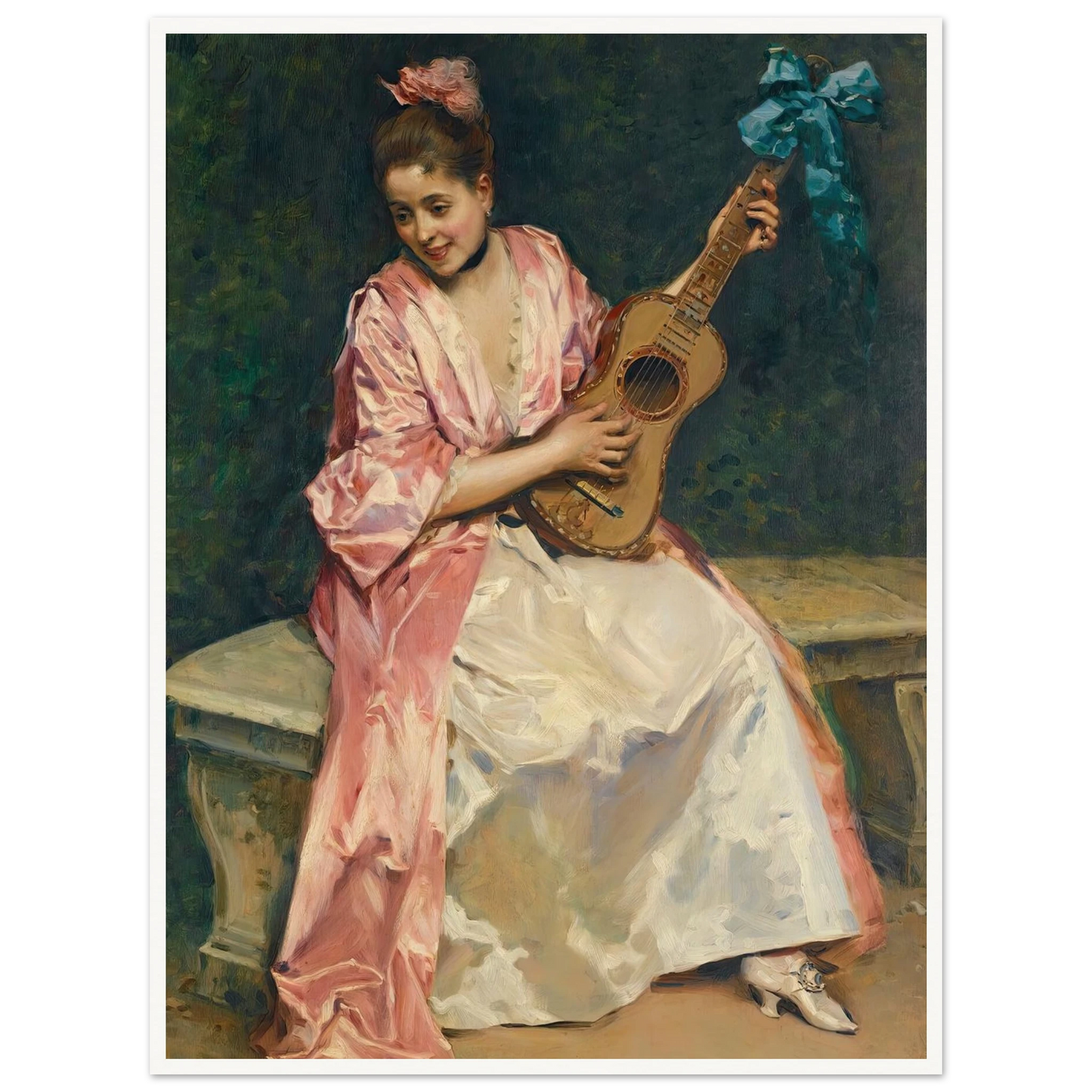 Aline with guitar Art Print | Raimundo de Madrazo y Garreta-Quipham Collections