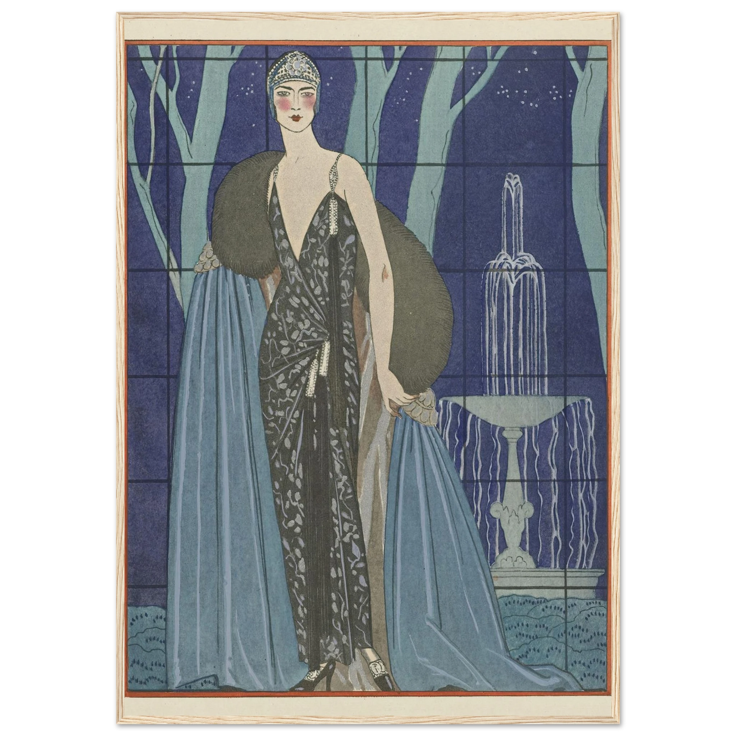 Alcyone ; Robe et manteau du soir, de Worth (1923) Art Print | George Barbier-Quipham Collections