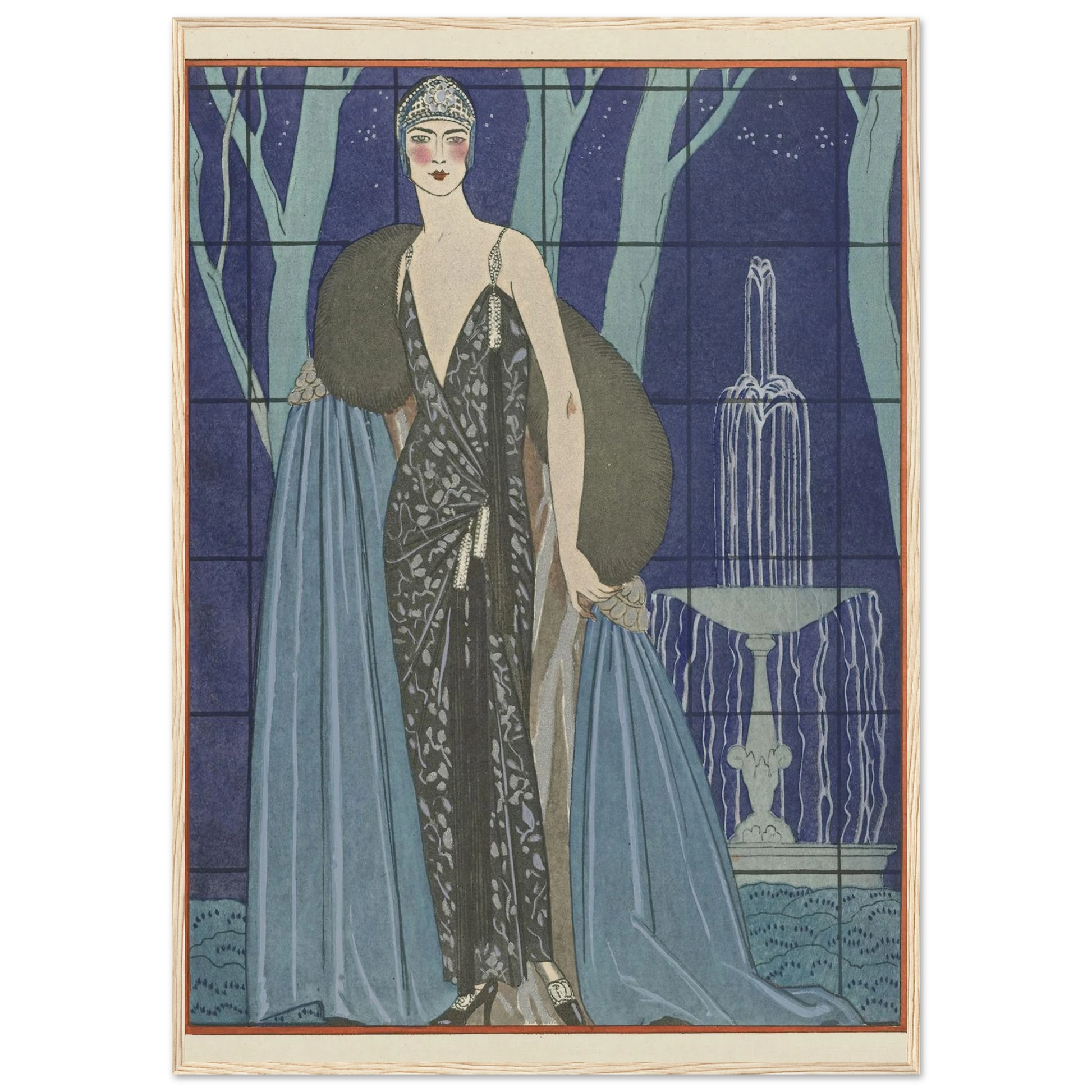 Alcyone ; Robe et manteau du soir, de Worth (1923) Art Print | George Barbier-Quipham Collections