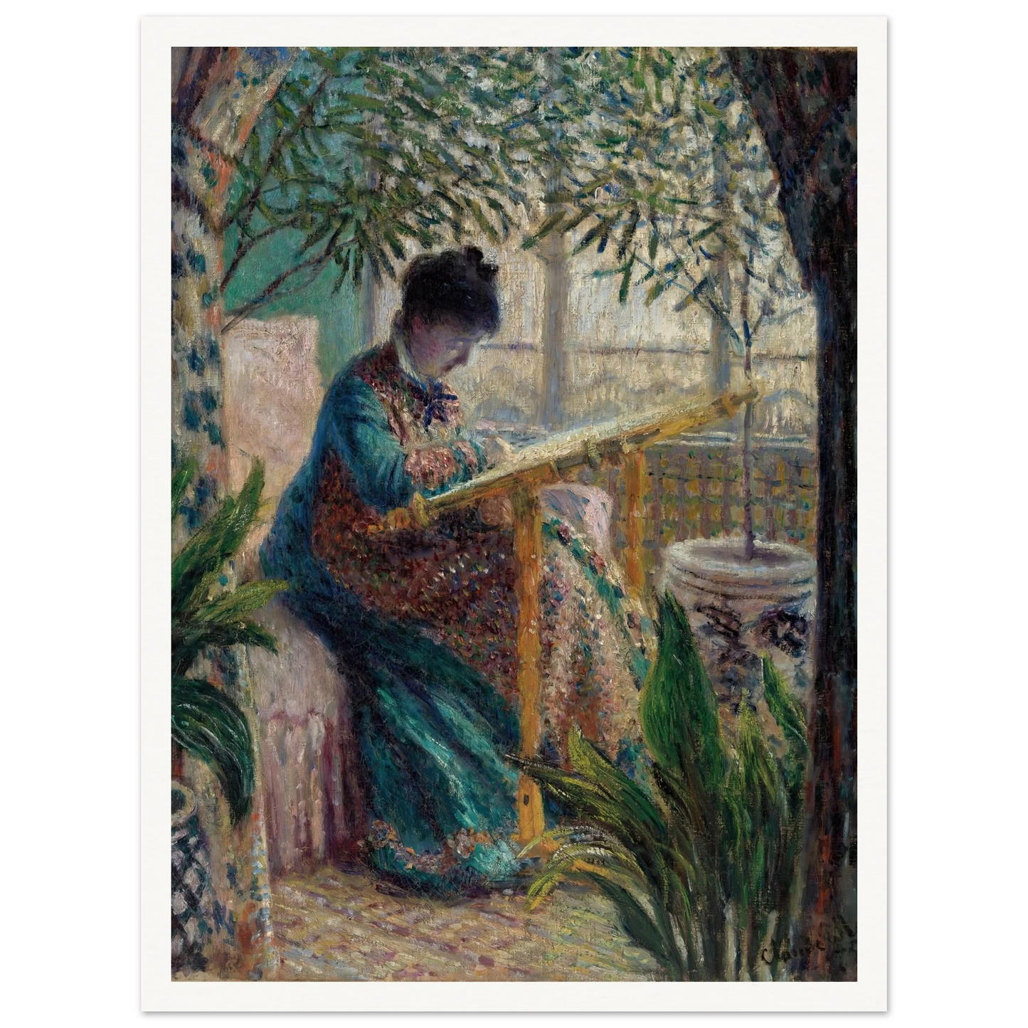 Madame Monet Embroidering (Camille au métier) (1875) Art Print | Claude Monet-Quipham Collections