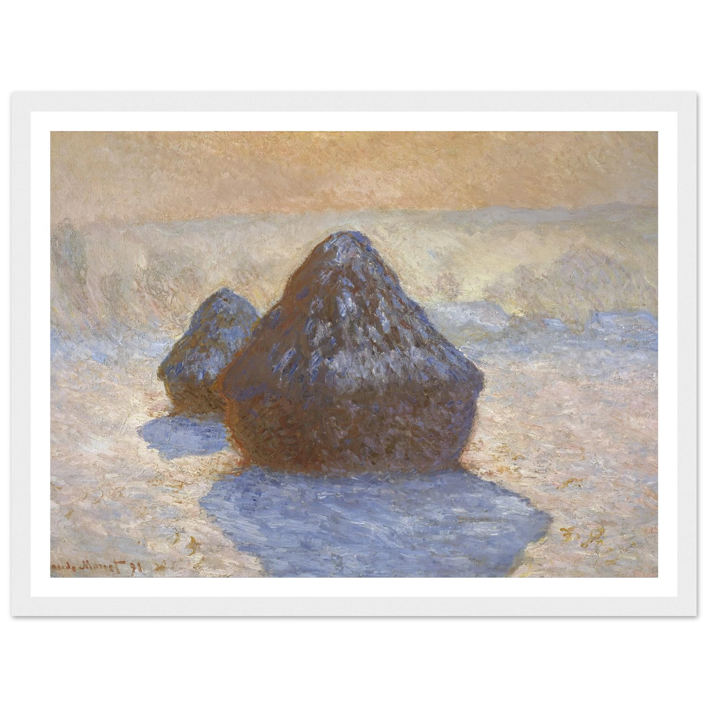 Haystacks- Snow Effect (1891) Art Print | Claude Monet-Quipham Collections