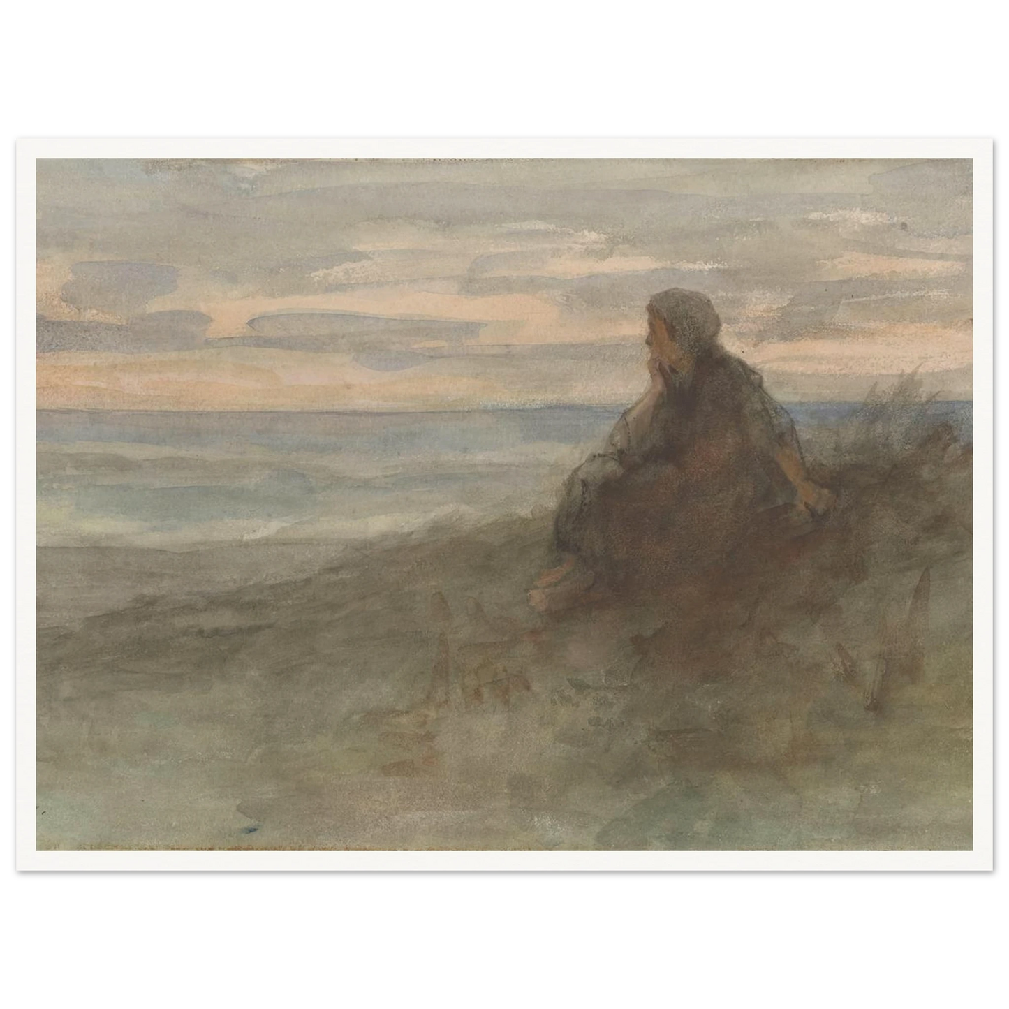 Zittende vrouw op een duin bij zee (c. 1834 - c. 1911) Art Print | Jozef Israels-Quipham Collections