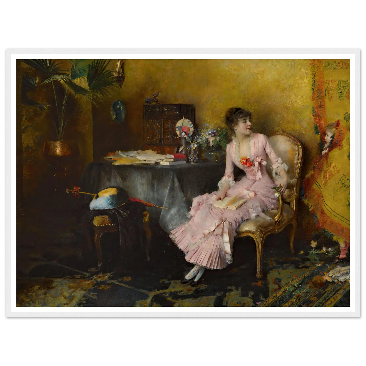 Jeune Femme En Rose Avec Son Enfant (1882) Art Print | Pascal Adolphe Jean Dagnan Bouveret-Quipham Collections